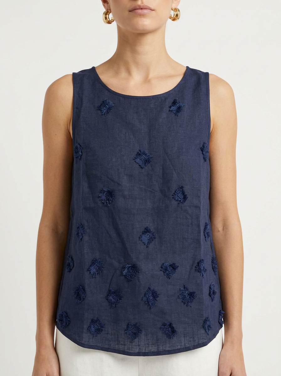 Top Whyci Milano Bordado Azul Marino