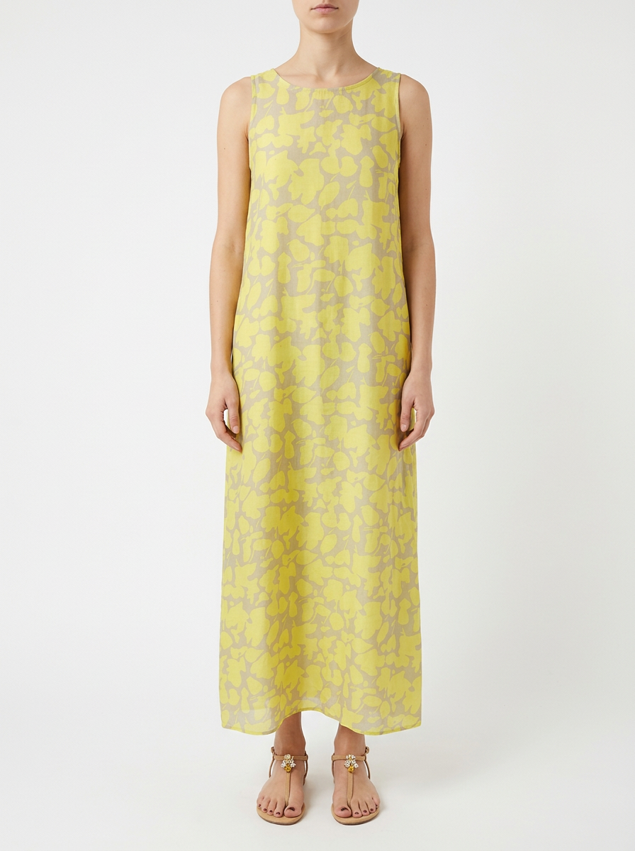 Vestido Whyci Milano Estampado Hojas Amarillo