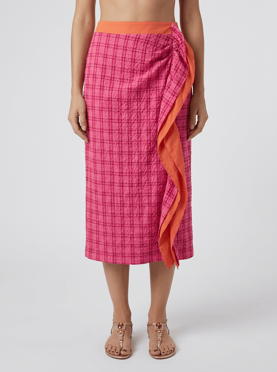 Falda Niu Portafoglio Estampado Cuadros Rosa