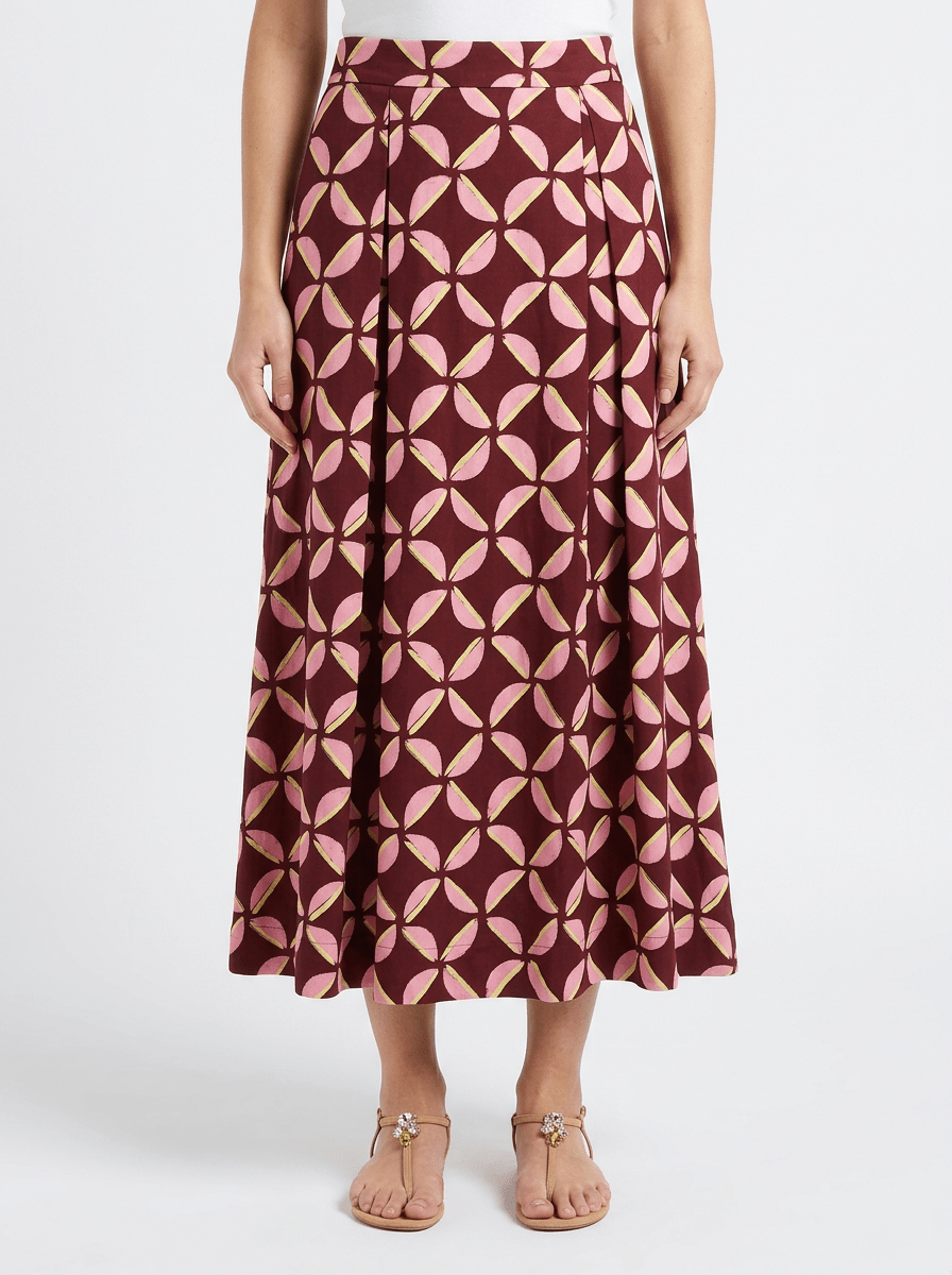 Falda Niu Estampado Geometrico Granate