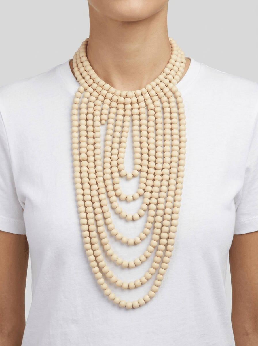 Gargantilla Il Baco Da Seta Babero Piedra Madera Crudo