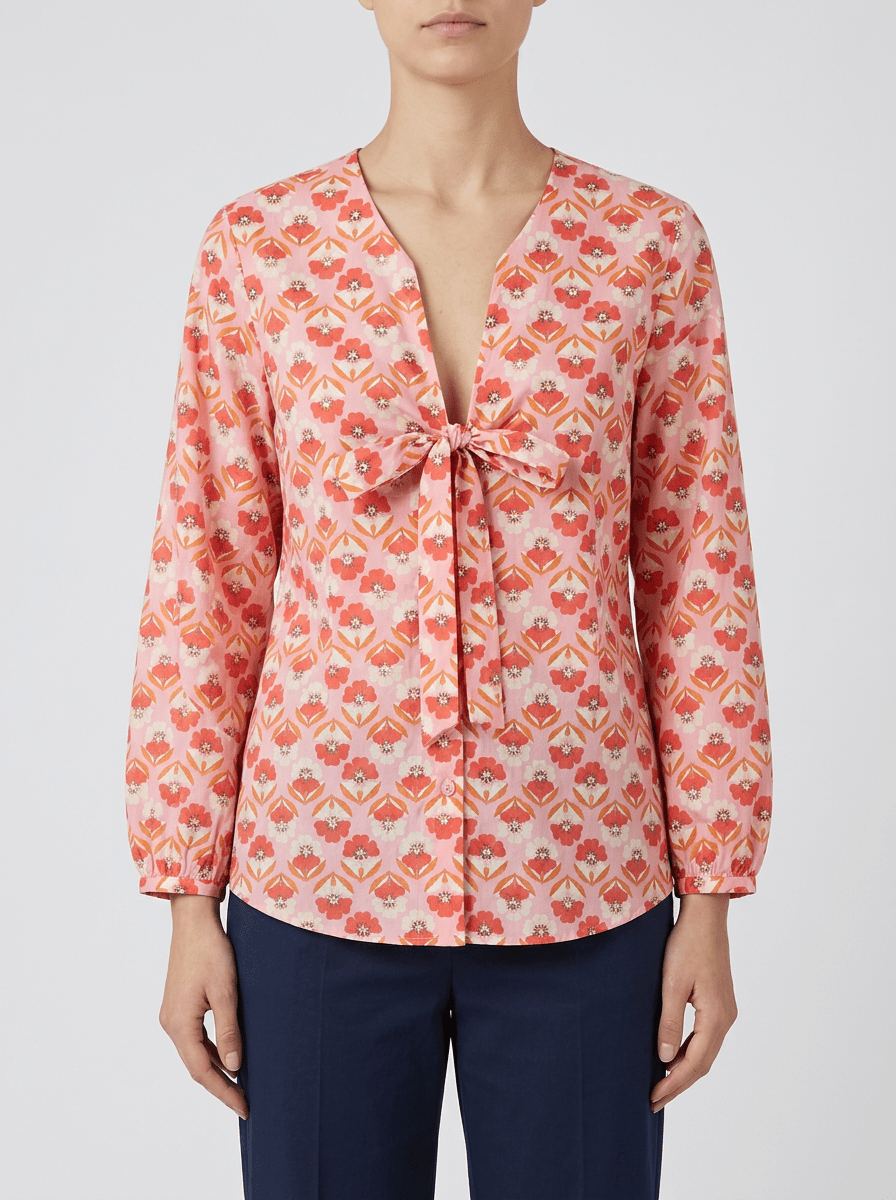 Blusa Monika Varga Lazo Flores Rosa