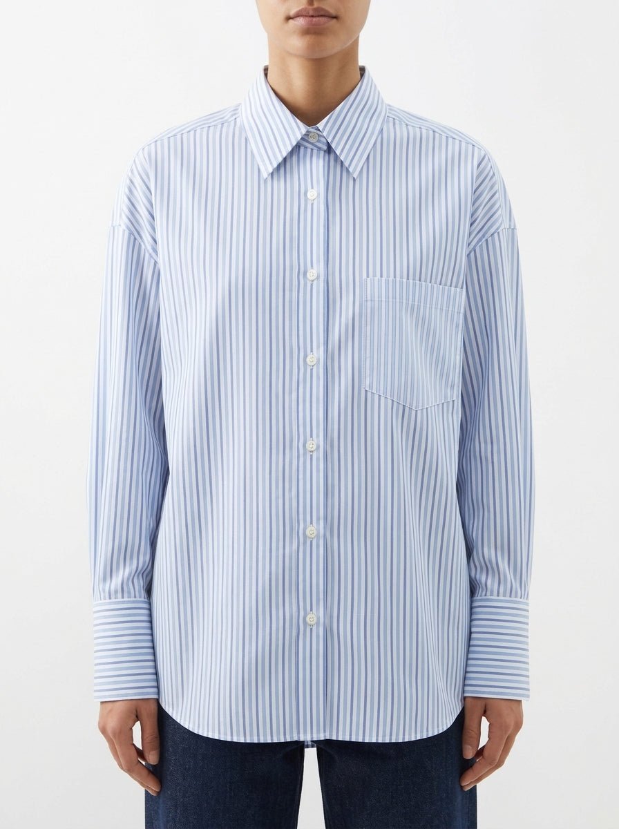 Camisa Academia Marie-Patch Rayas Azul