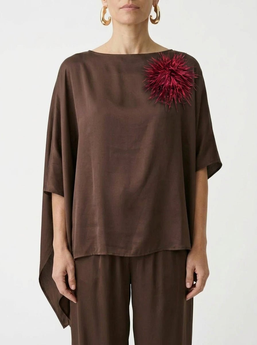 Broche Sissi Otto Style Plumas Burdeos