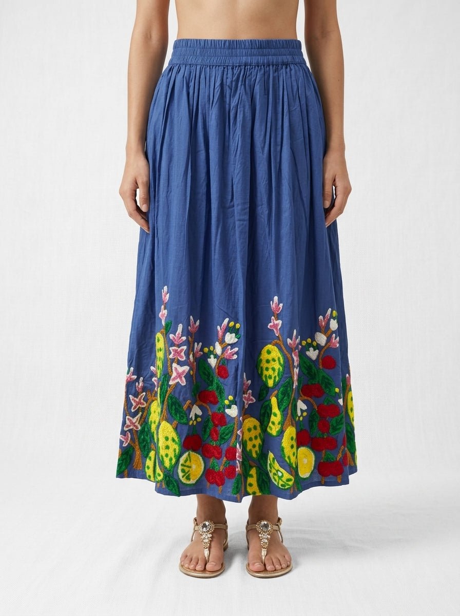Falda Xiwikj Jessica Bordada Azul