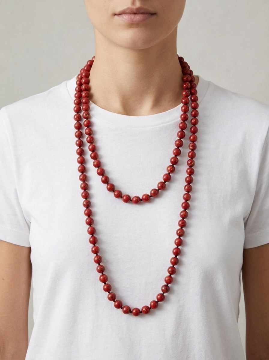 Collana Fabrizio Marcantelli con perle di corallo profondo