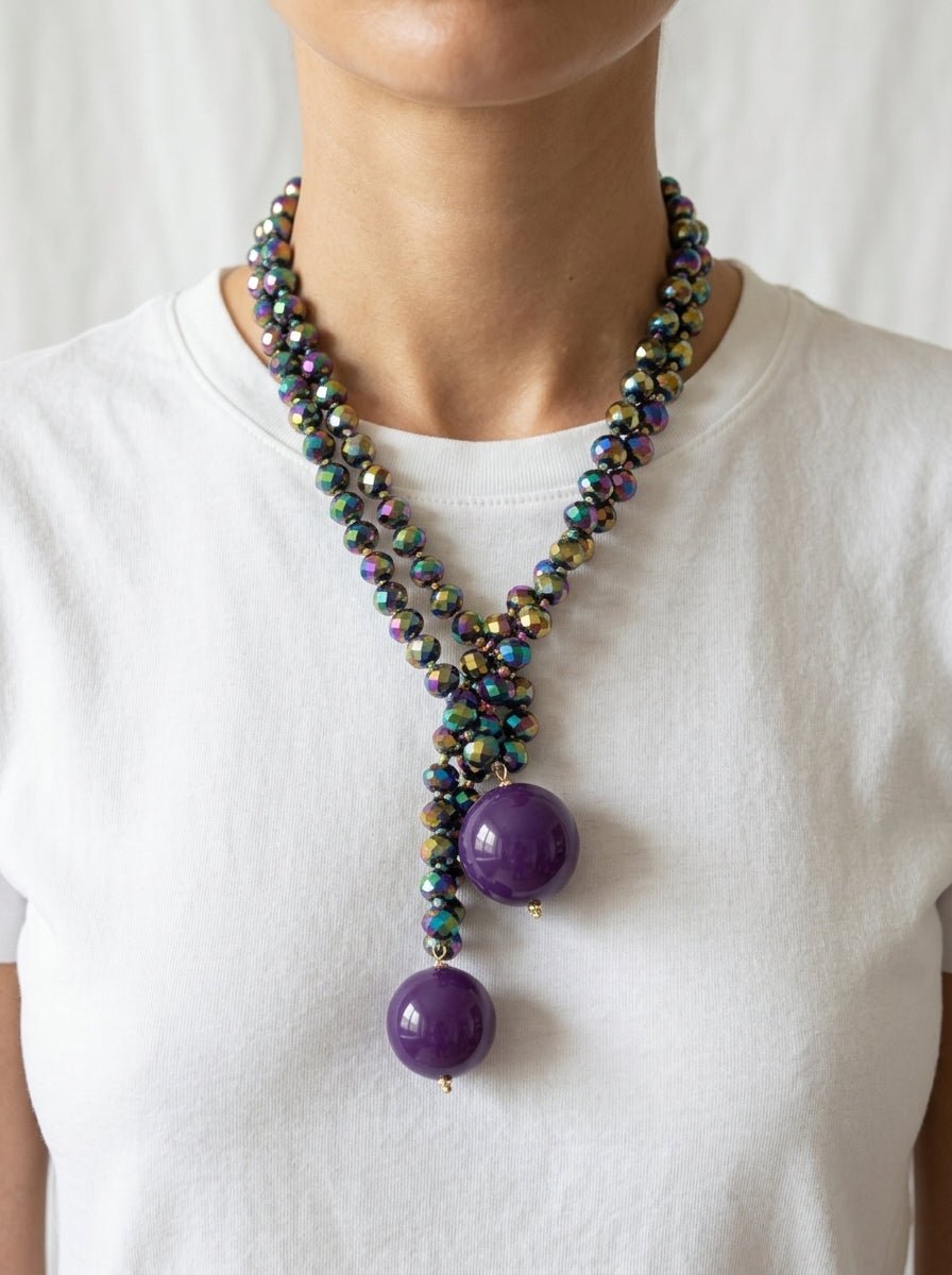 Collana Fabrizio Marcantelli con Palline e 2 Palline Grandi Multicolor