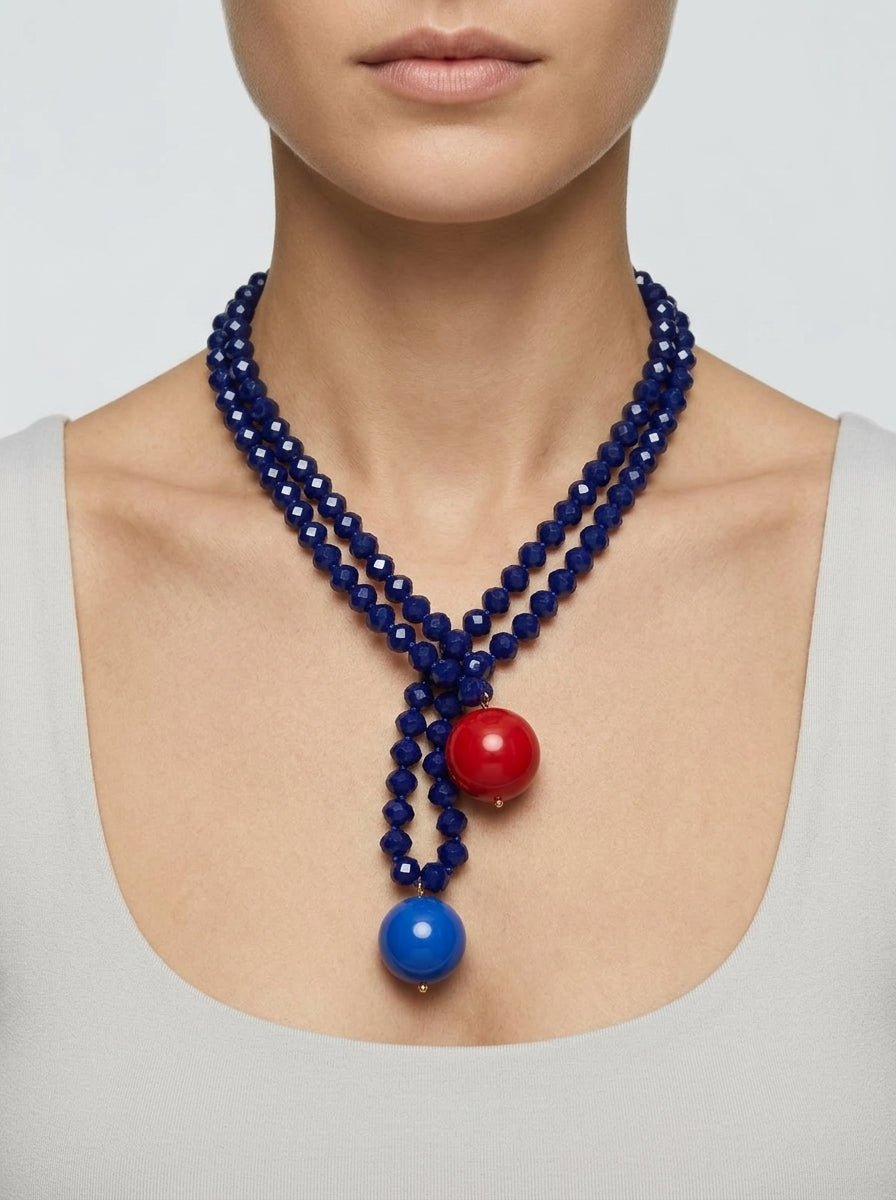 Collana Fabrizio Marcantelli con Palline e 2 Palline Grandi Blu