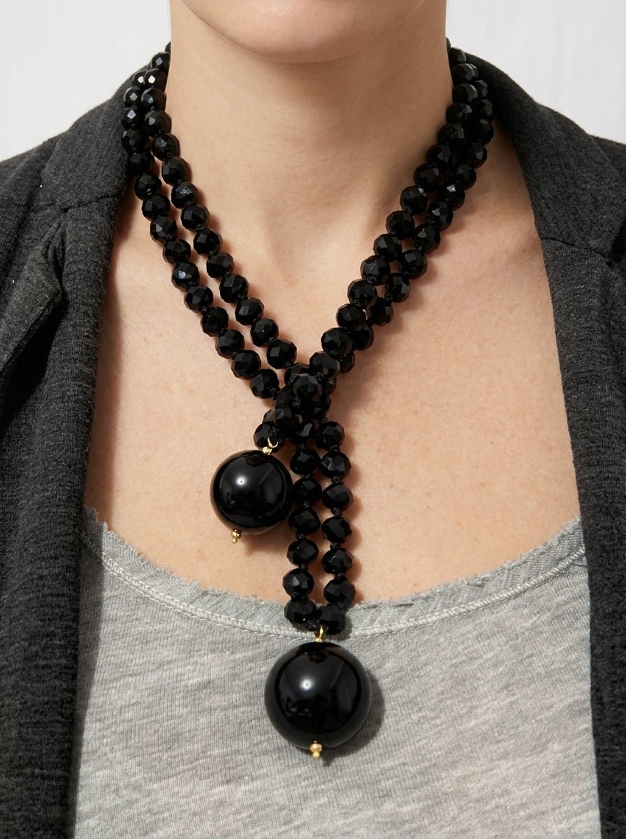 Collar Fabrizio Marcantelli Bolitas y 2 Bolas Grande Negro Total