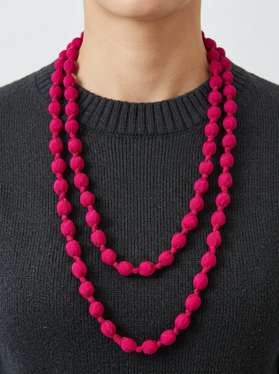 Collana Il Baco Da Seta Palline di seta bordeaux