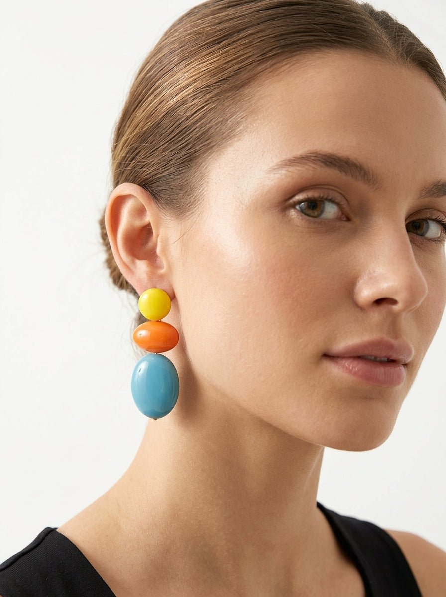 Orecchini Il Baco Da Seta TRICOLOR OVALOS AQUA