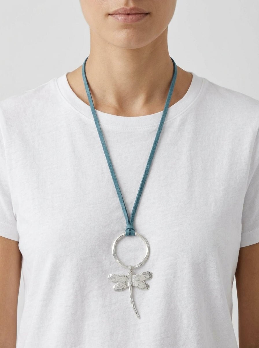 Collar Libelula Plata Turquesa