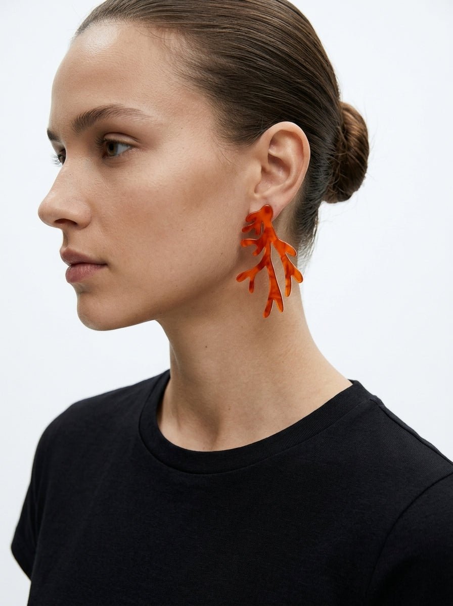 Pendientes Il Baco Da Seta Coral Naranja