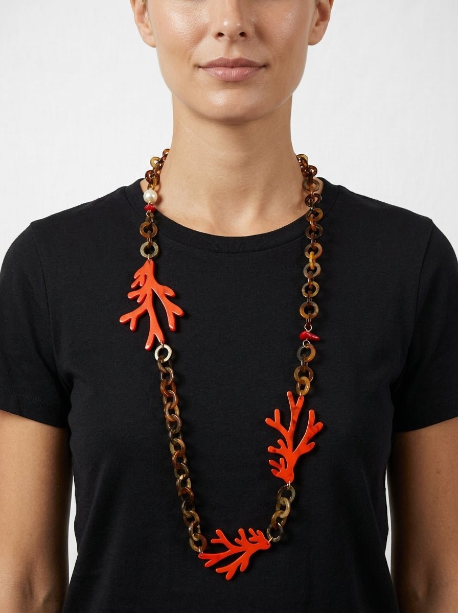 Collar Il Baco Da Seta Coral Naranja