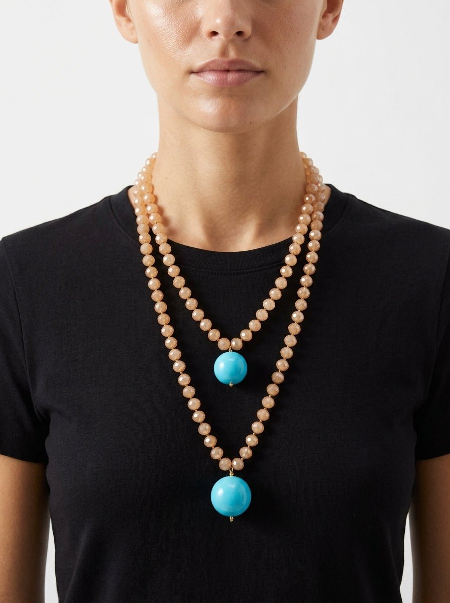 Collar Fabrizio Marcantelli Bolitas y 2 Bolas Grandes Beige