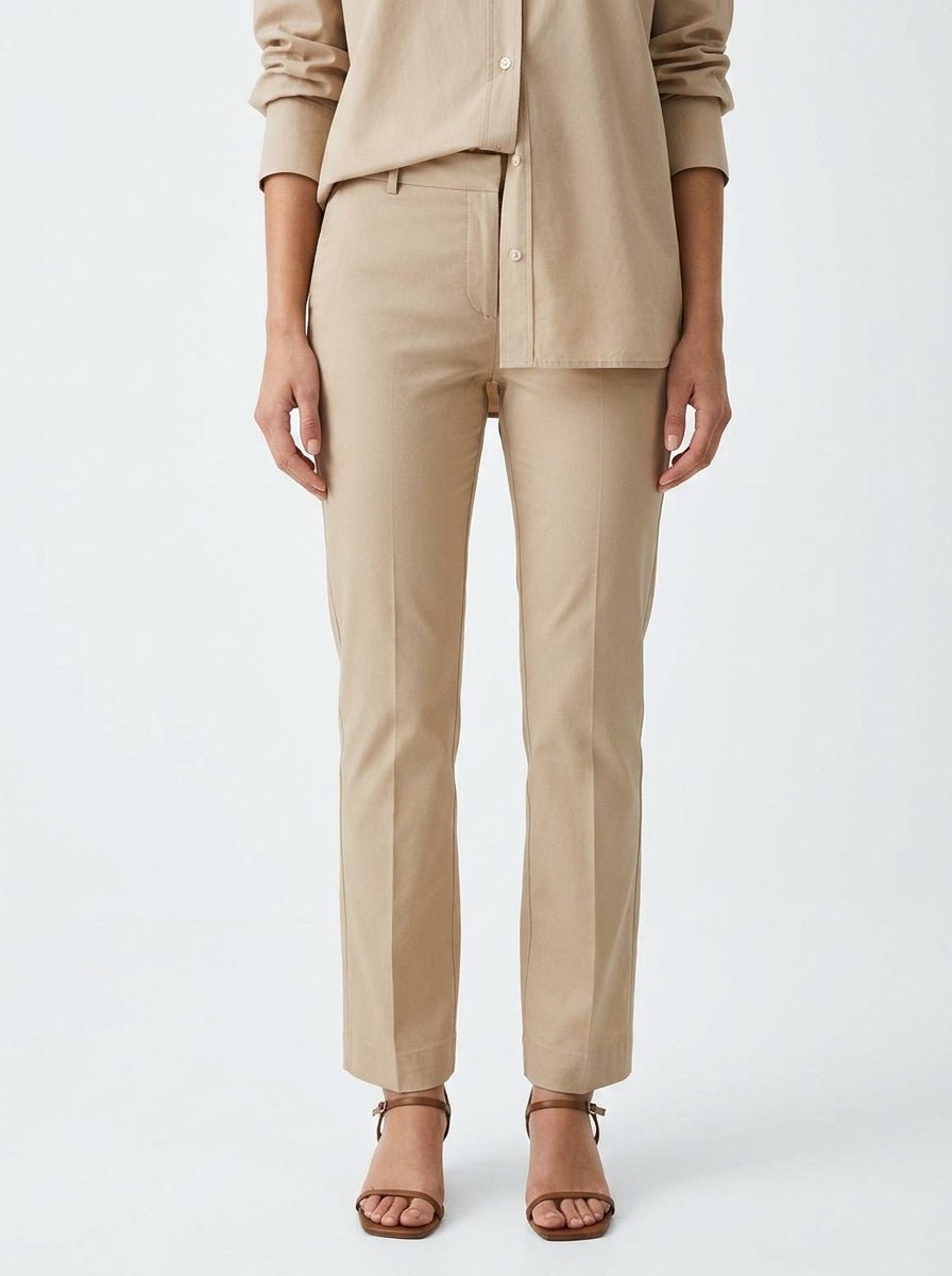 Pantalon évasé léger en popeline Conti