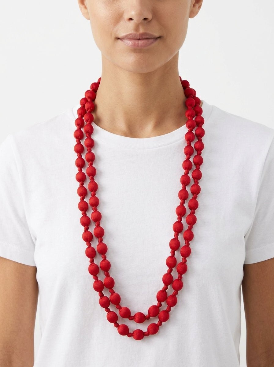 Collana Il Baco Da Seta Palline di seta rossa 10.2