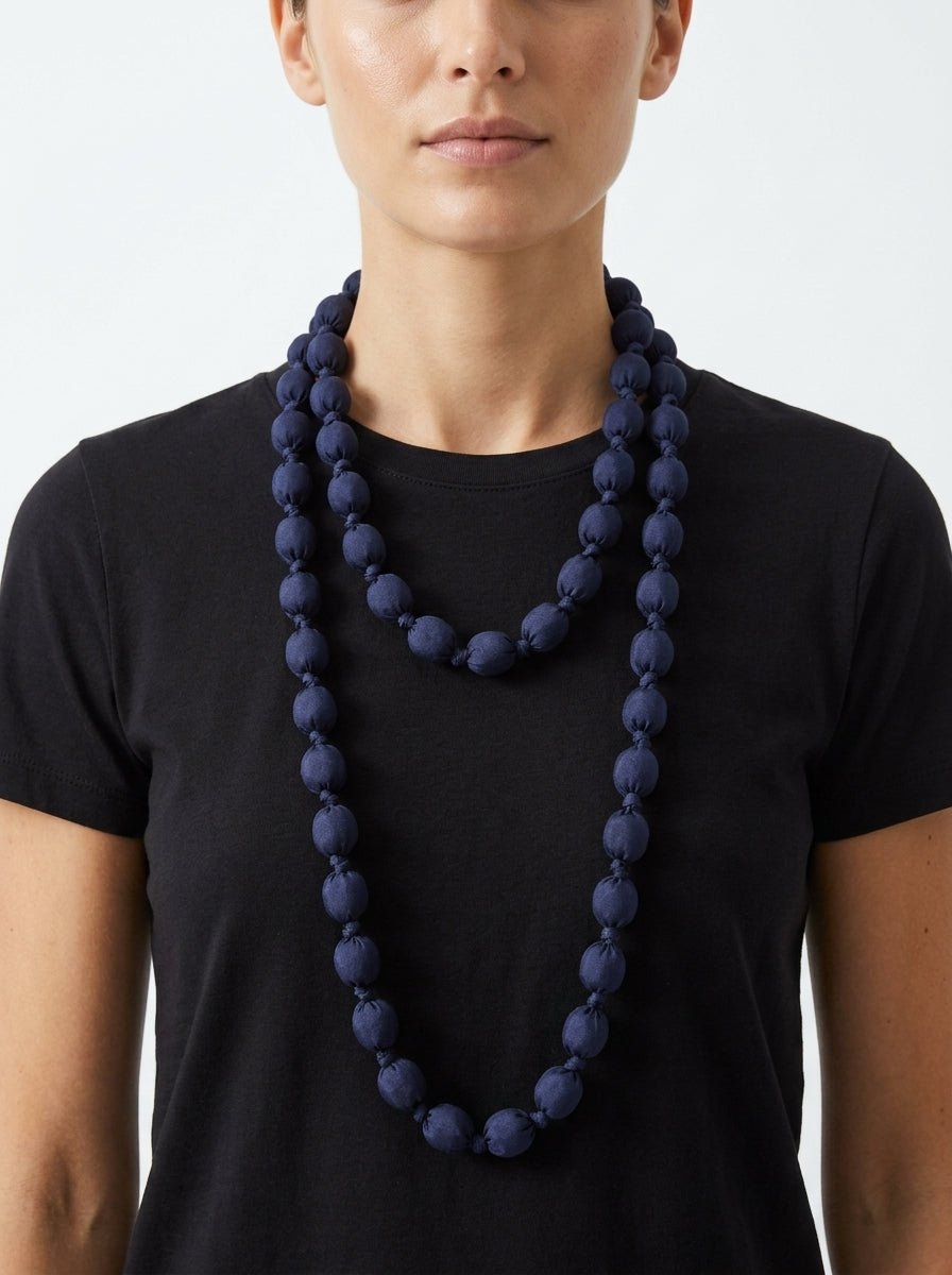 Collana il Baco Da Seta Maxi Ball Silk Navy