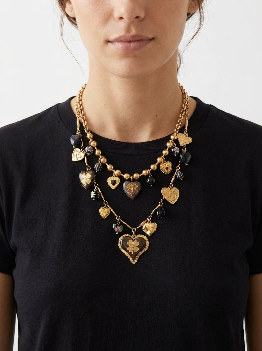 Collana Il Baco Da Seta Cuori e pietre