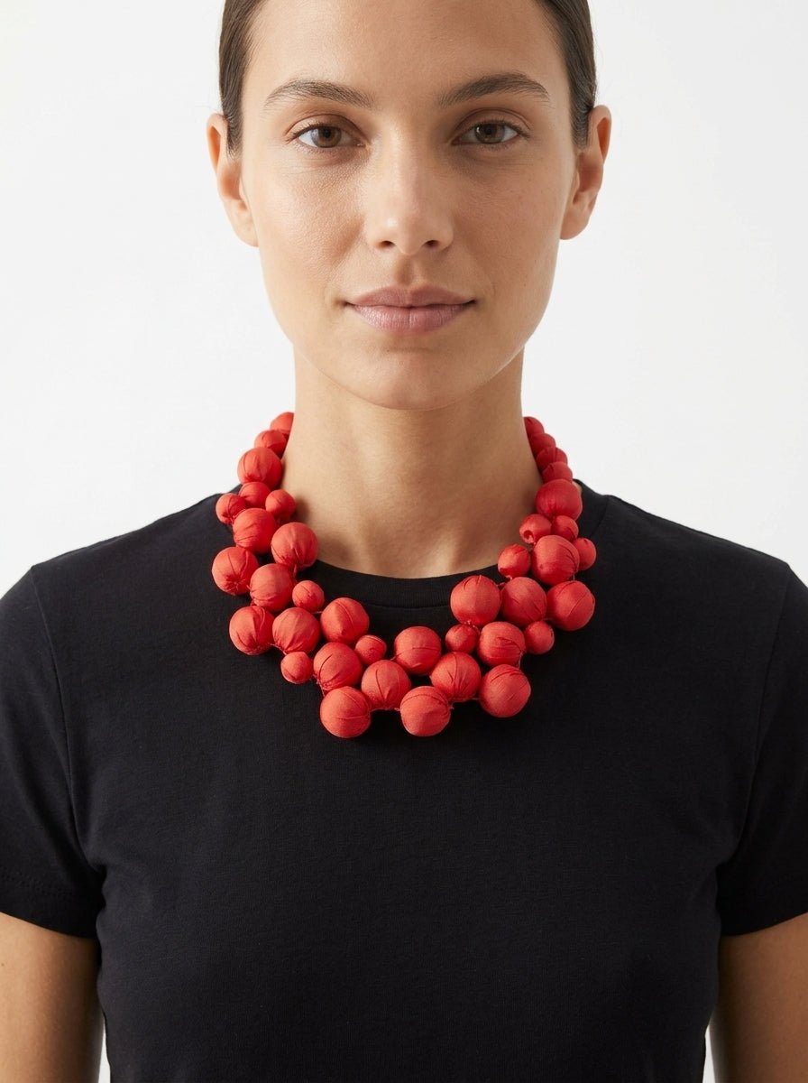 Collar Il Baco Da Seta Bolas De Seda Cheope Coral