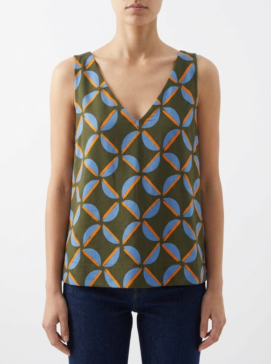 Top Niu Estampado Geometrico Caqui