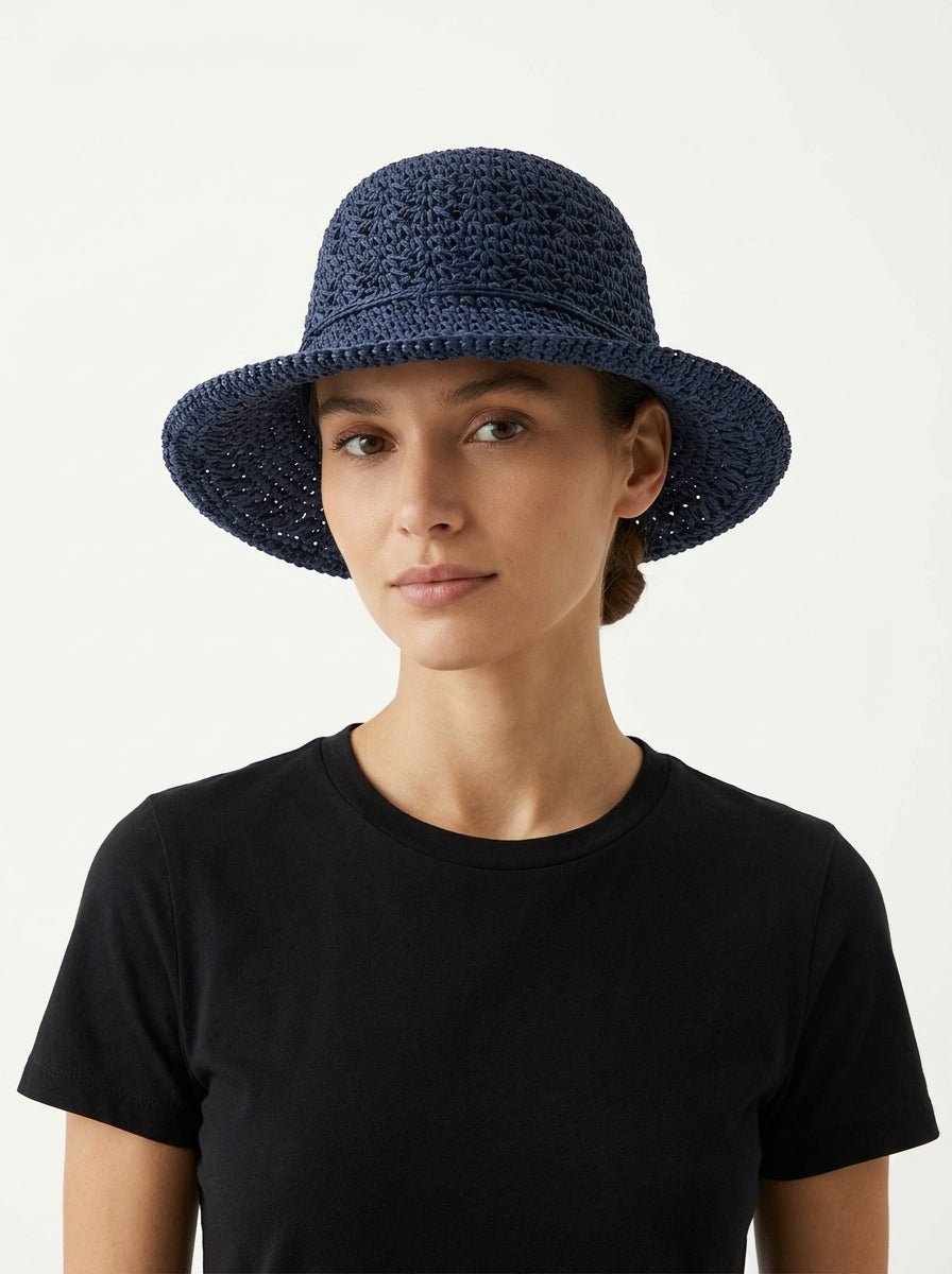 cappello Il Baco Da Seta Rafia blu