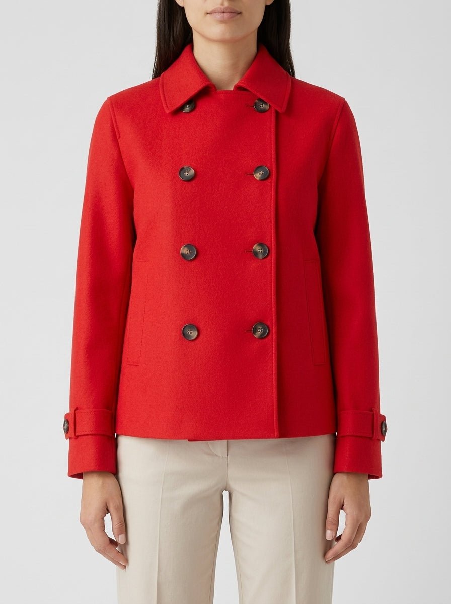 Harris Wharf London Trench Red Wool Jacket