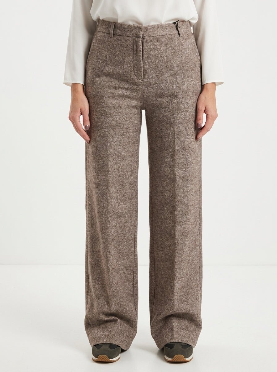 Goodmatch Tweed Palazzo Pants Beige