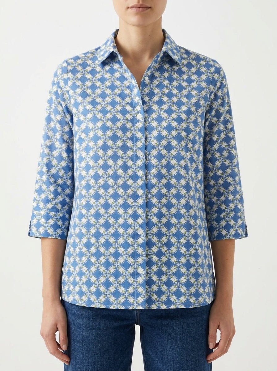 Camisa Monika Varga Flor Azul