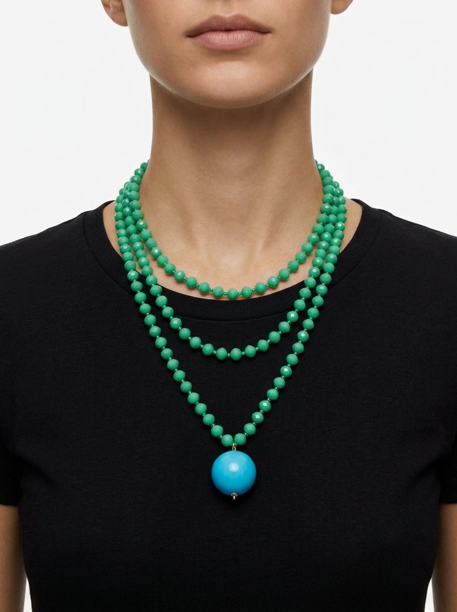 Collar Fabrizio Marcantelli Bolitas y Bola Grande Agua Celeste