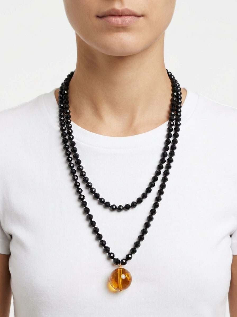 Collana Fabrizio Marcantelli Perline e Palline Grandi Miele Nero