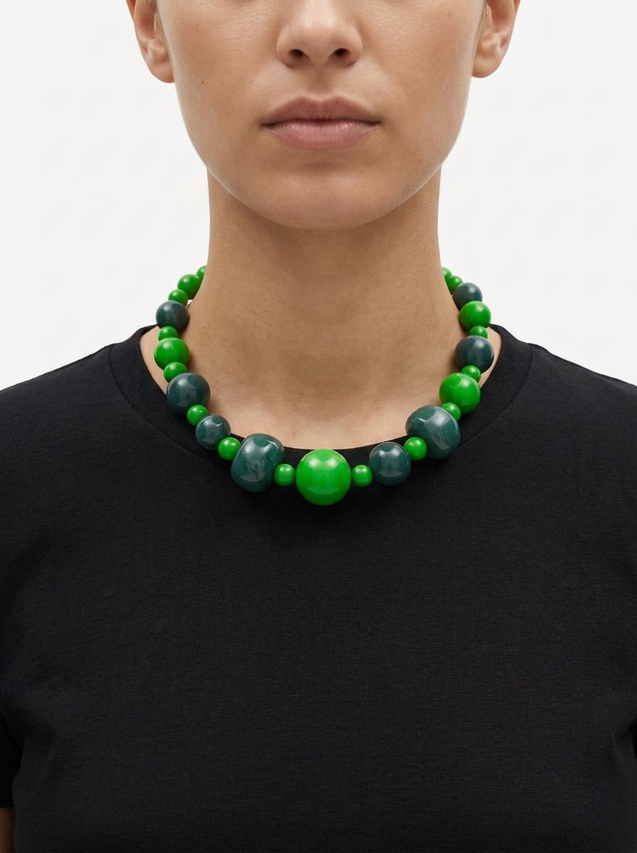 Collar Fabrizio Marcantelli Bolas Alternadas Verde y Jade