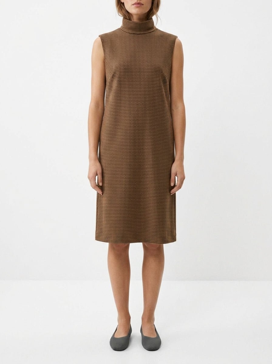 Niu C.Halter Pied de Poule Robe Camel