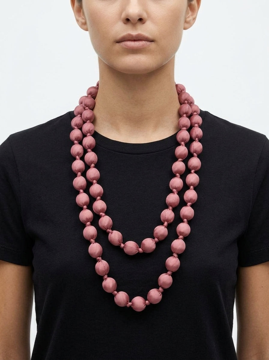 Collar Il Baco Da Seta Bolas Seda Rosa Palo 12.3