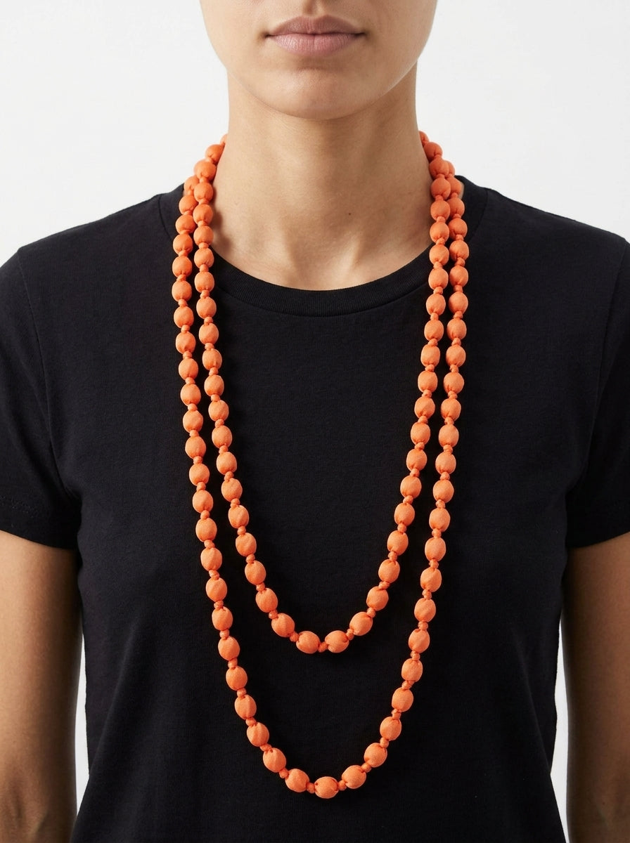 Collar Il Baco Da Seta Bolas Seda Coral