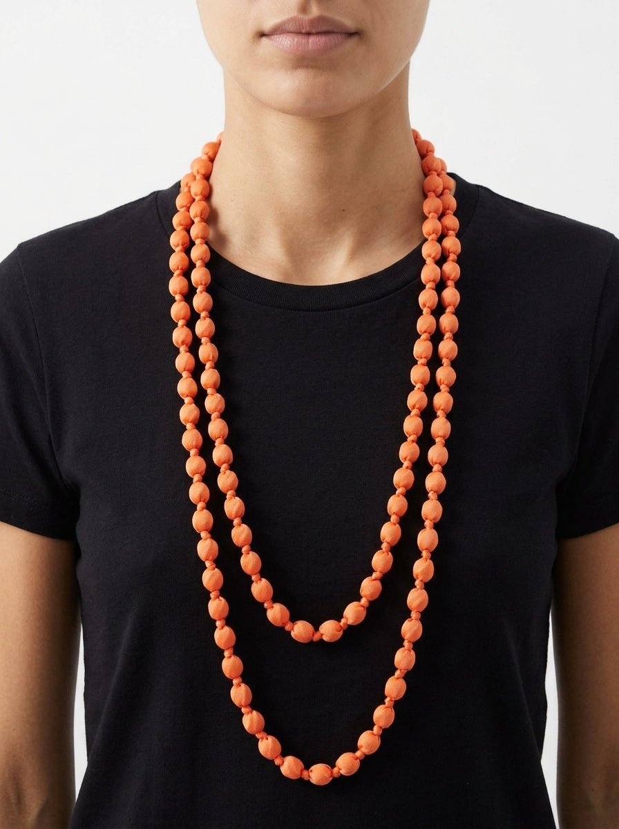 Collar Il Baco Da Seta Bolas Seda Coral