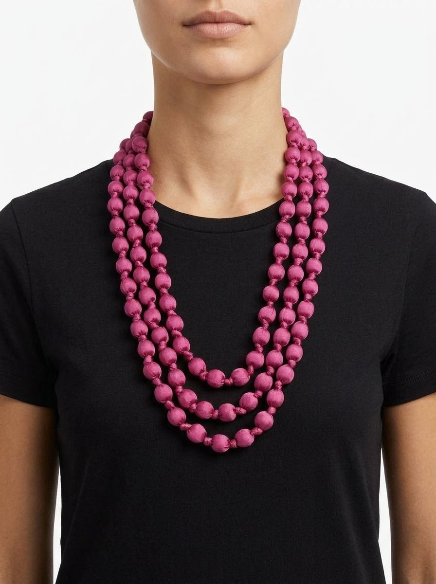 Collar Il Baco Da Seta Bolas Seda Buganvilla 14.1