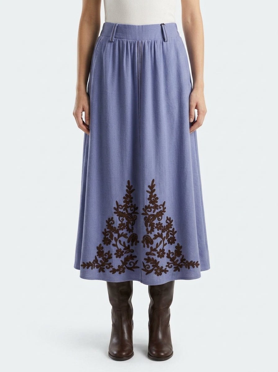 Falda Niu Bordada Azul