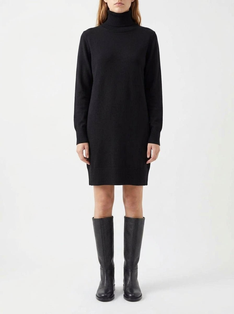 Vestido Solo Tre Cuello Alto Negro