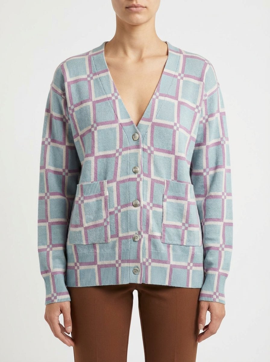 Cardigan a letto con te a quadretti celesti