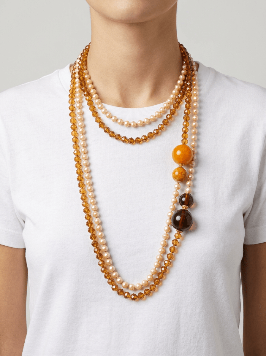 Collar Fabrizio Marcantelli Perlitas Bicolor Beige y Caramelo