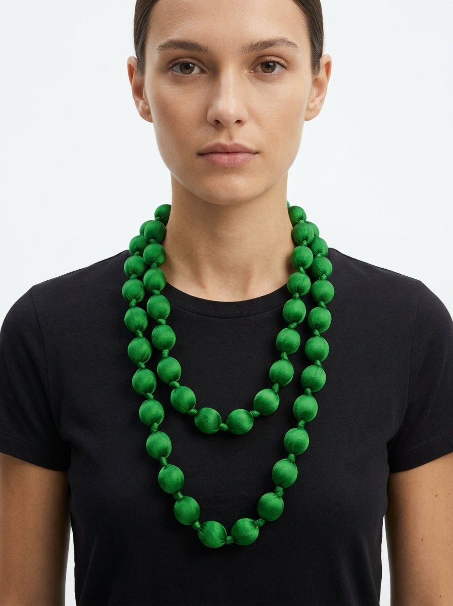 Collana il Baco Da Seta Maxi Green Silk Balls
