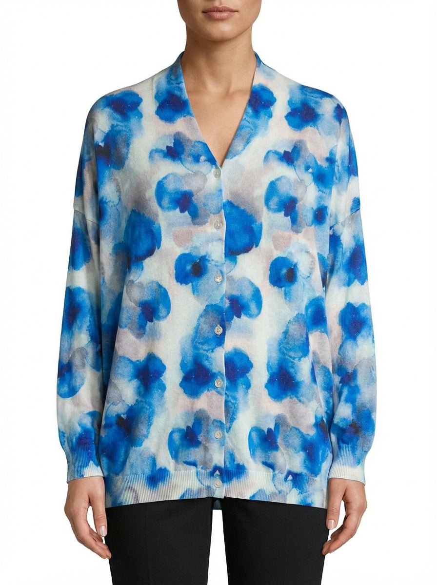 Cardigan a letto con te fiori blu