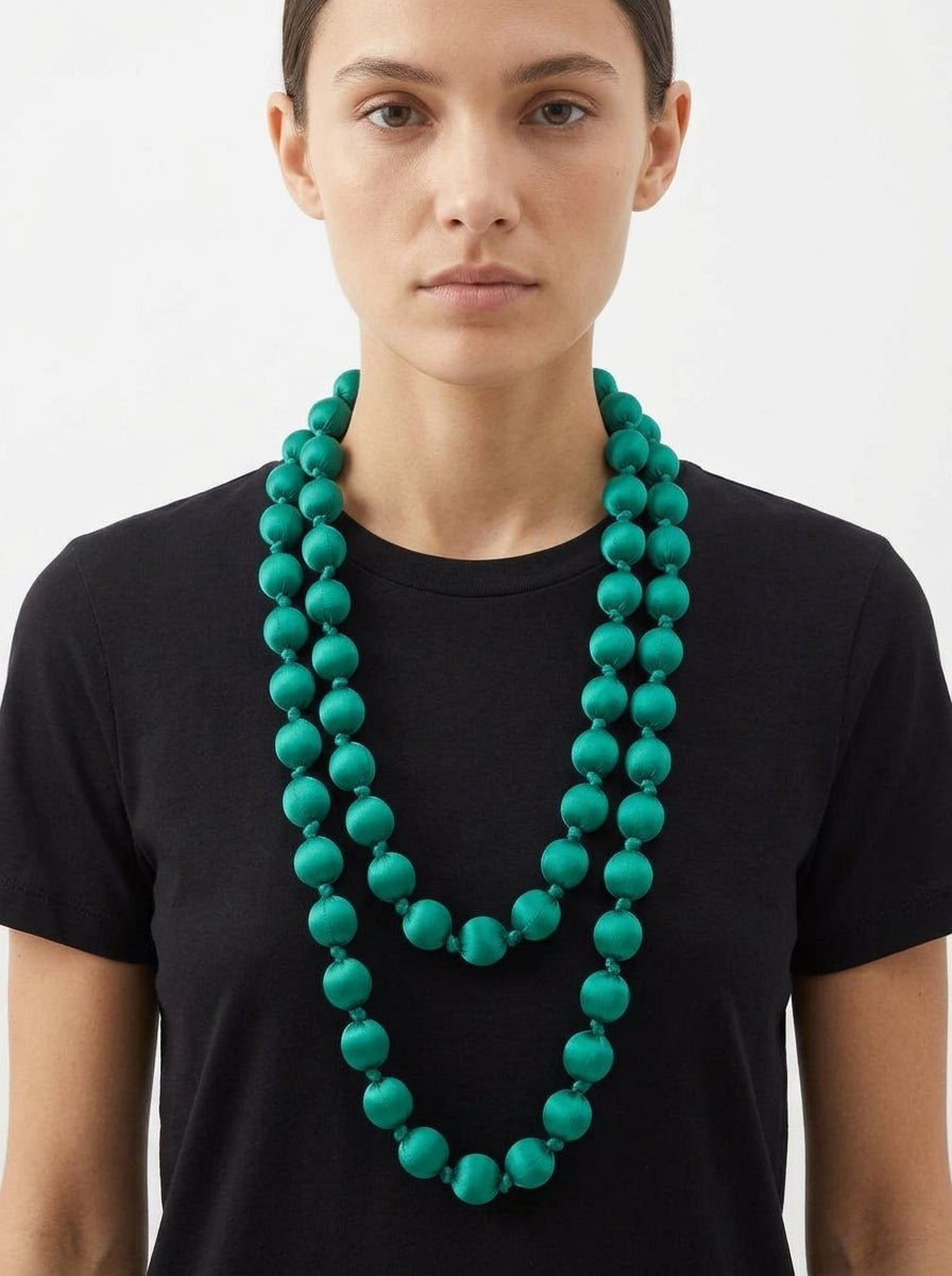Collana il Baco Da Seta Maxi Balls Silk Acqua