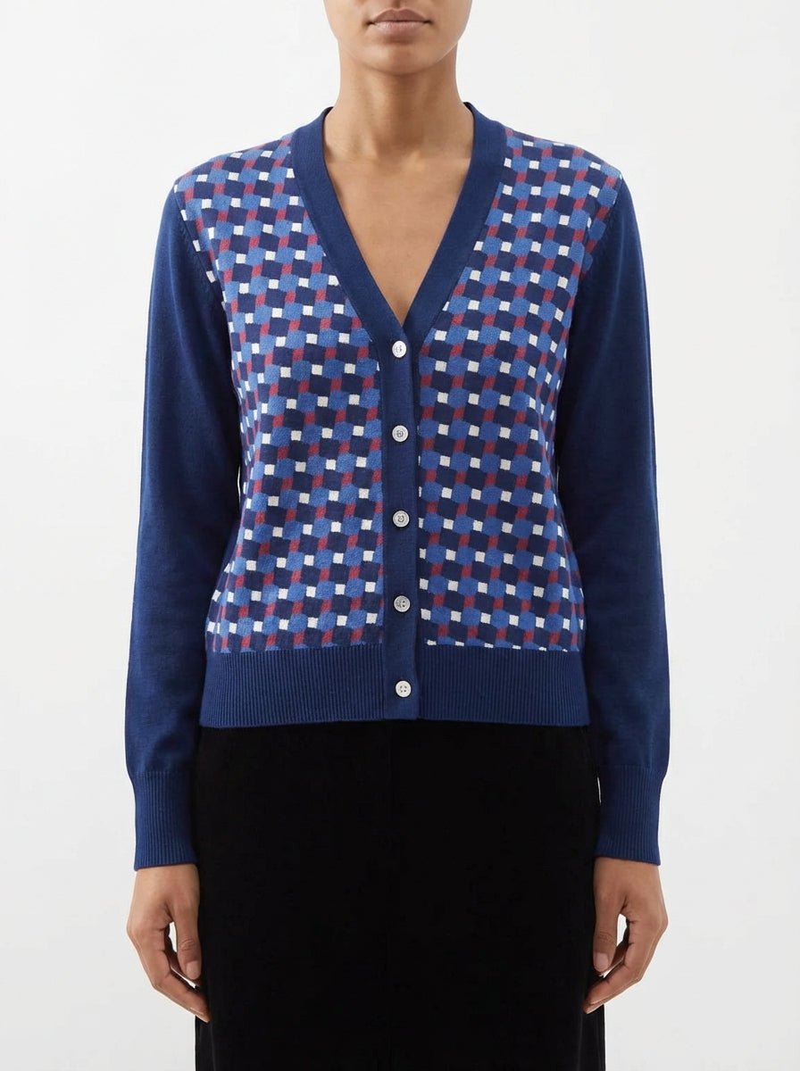 In Bed With You Cardigan in seta a rombi Blu petrolio