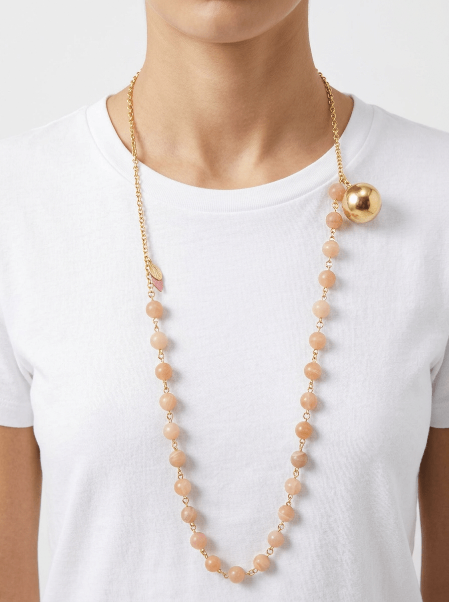 Collar Unique Bolas y Piedras Rosa