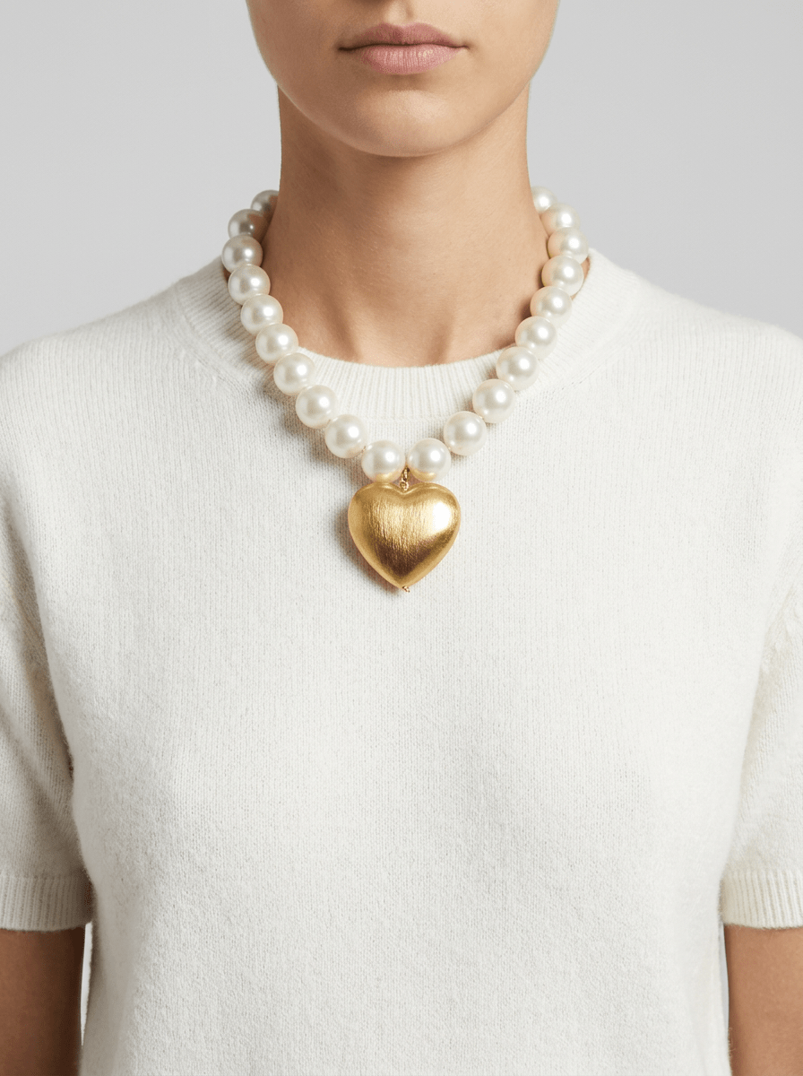 Collar Fabrizio Marcantelli Perlas Corazon Dorado