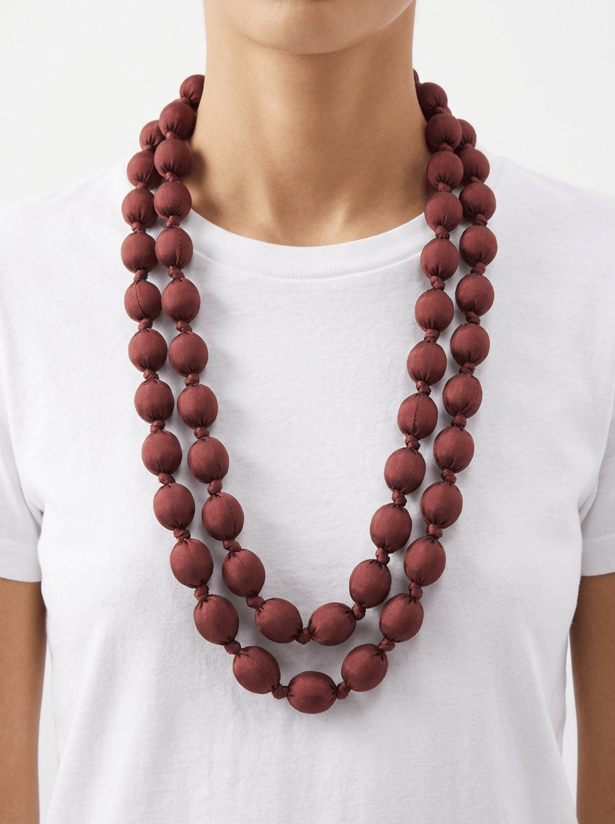 Collier Il Baco Da Seta Maxi boules en soie marron