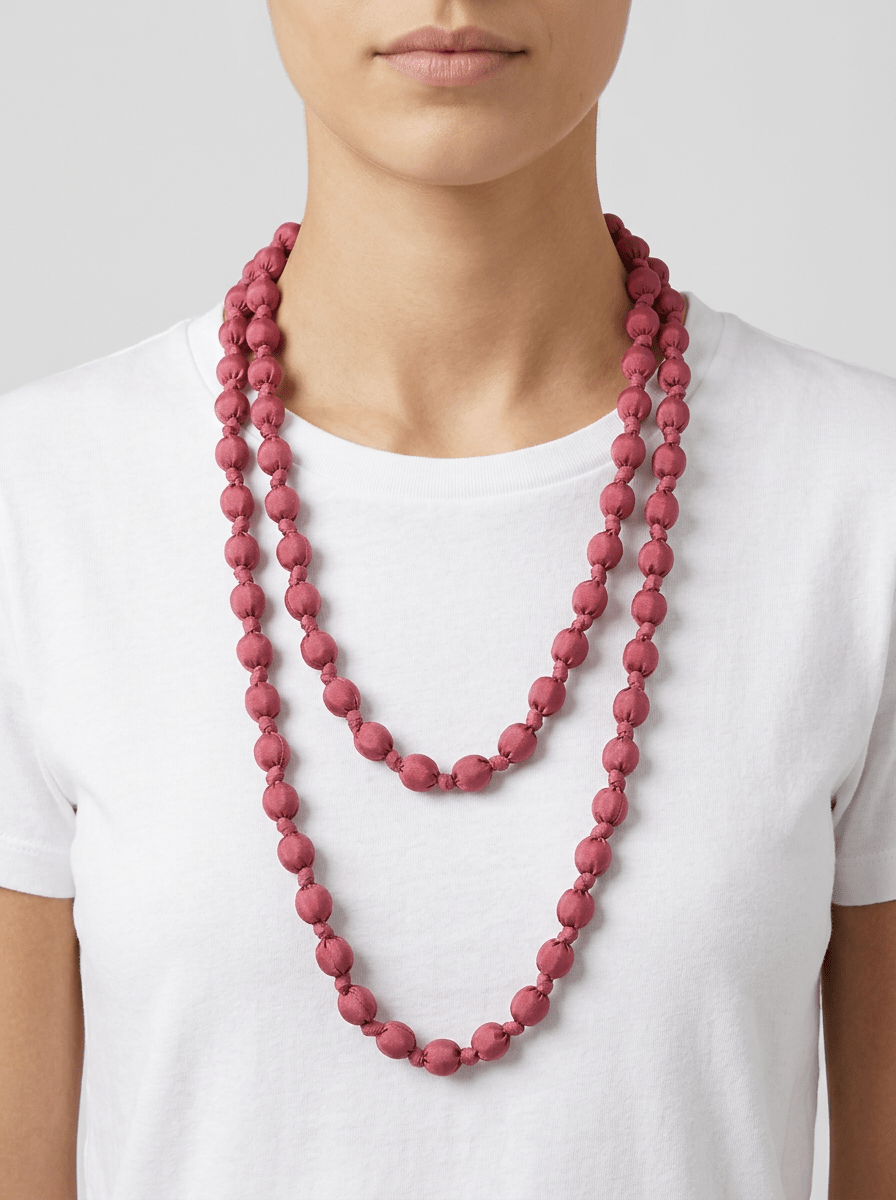 Collier Il Baco Da Seta Boules de soie rose mauve