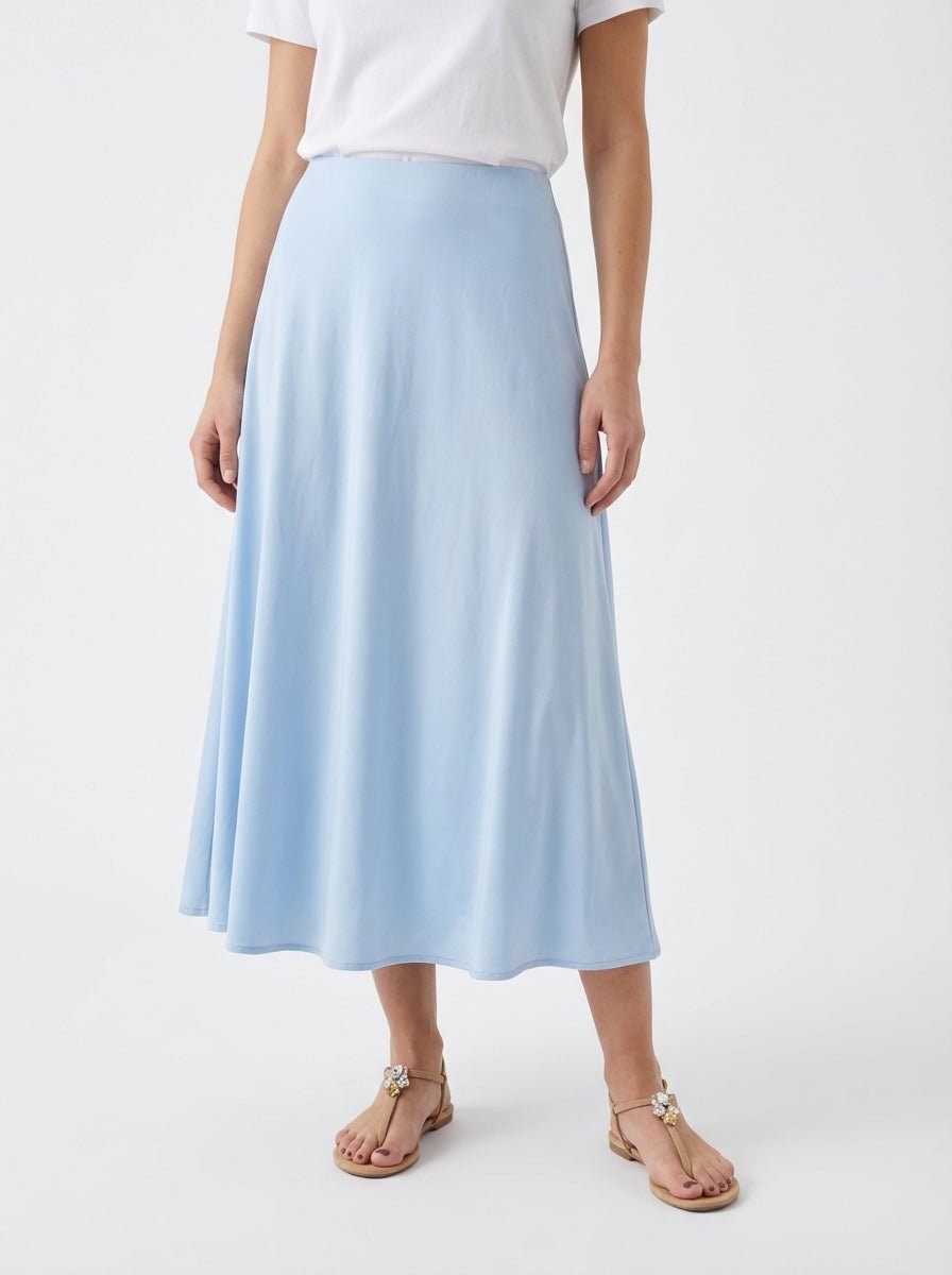 Falda BYU Midi Raso Cielo